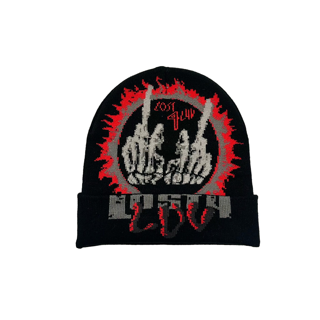 BLACK "F*CK LUV" BEANIE