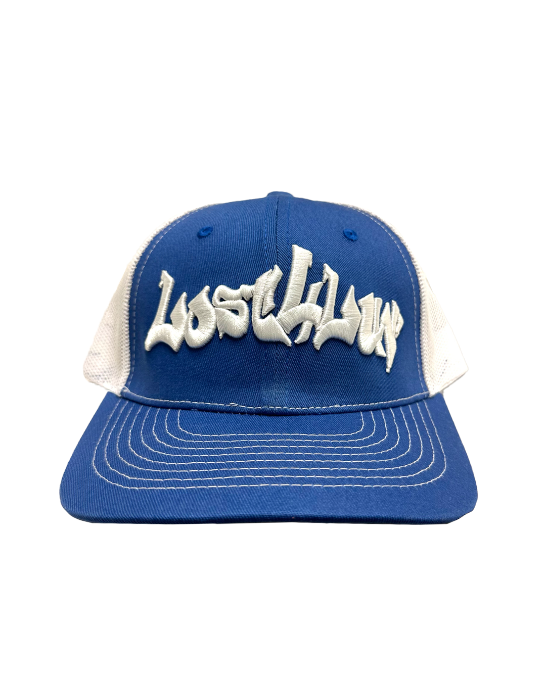 ROYAL BLUE GRAFFITI "LOST4LUV" TRUCKER HAT