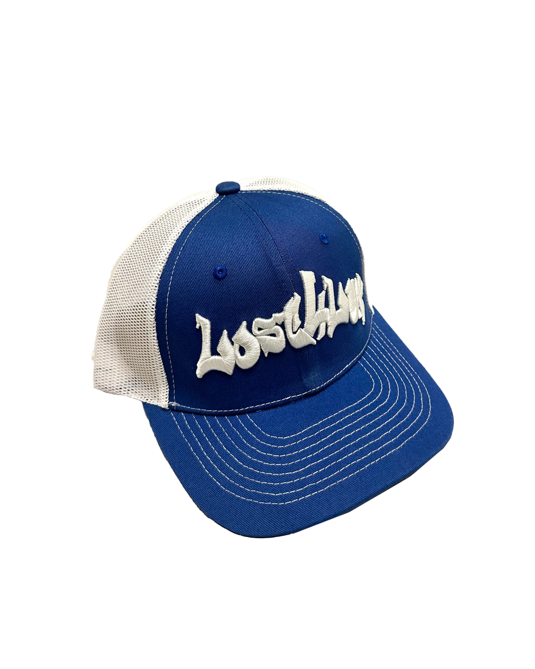 ROYAL BLUE GRAFFITI "LOST4LUV" TRUCKER HAT