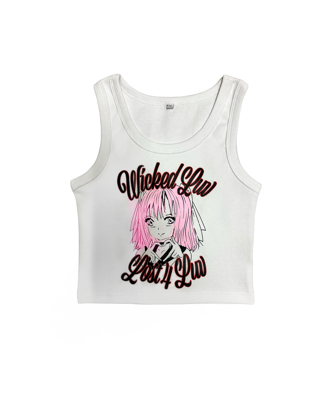 WHITE "LOST4LUV X WICKED LUV" CROPTOP